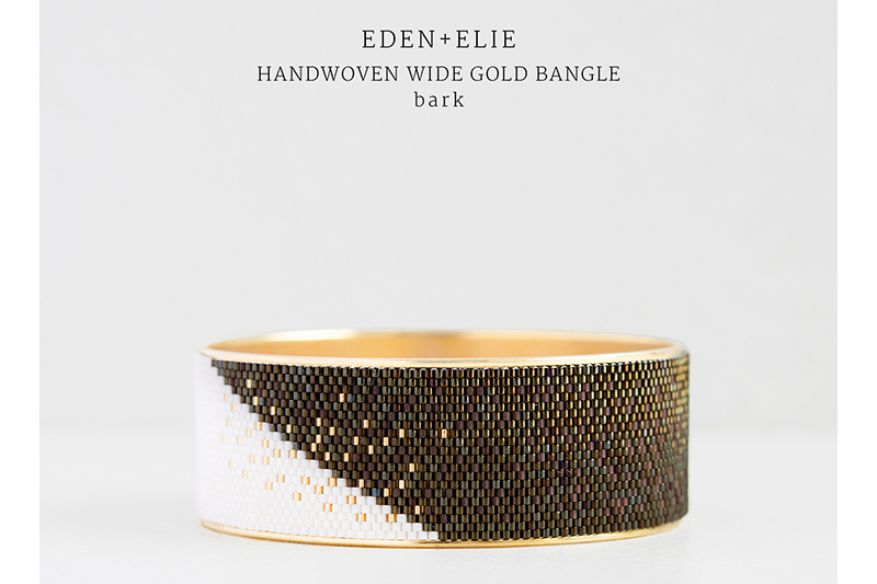 Eden and Elie Handwoven Wide Gold Bangle