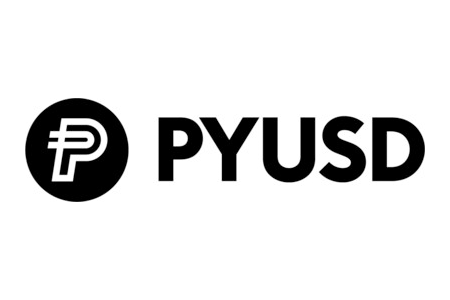 The PayPal PYUSD logo in black on a white background.