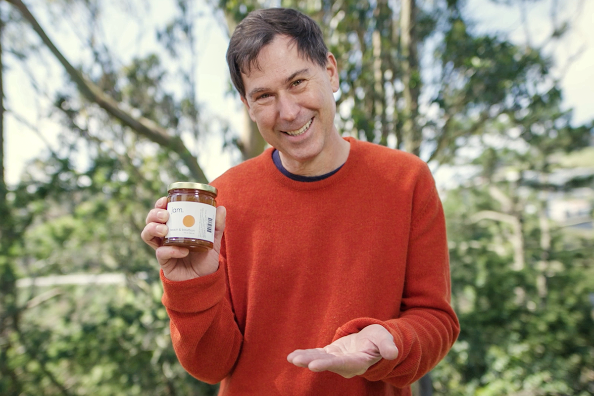 Eric Haeberli holding jar of jam